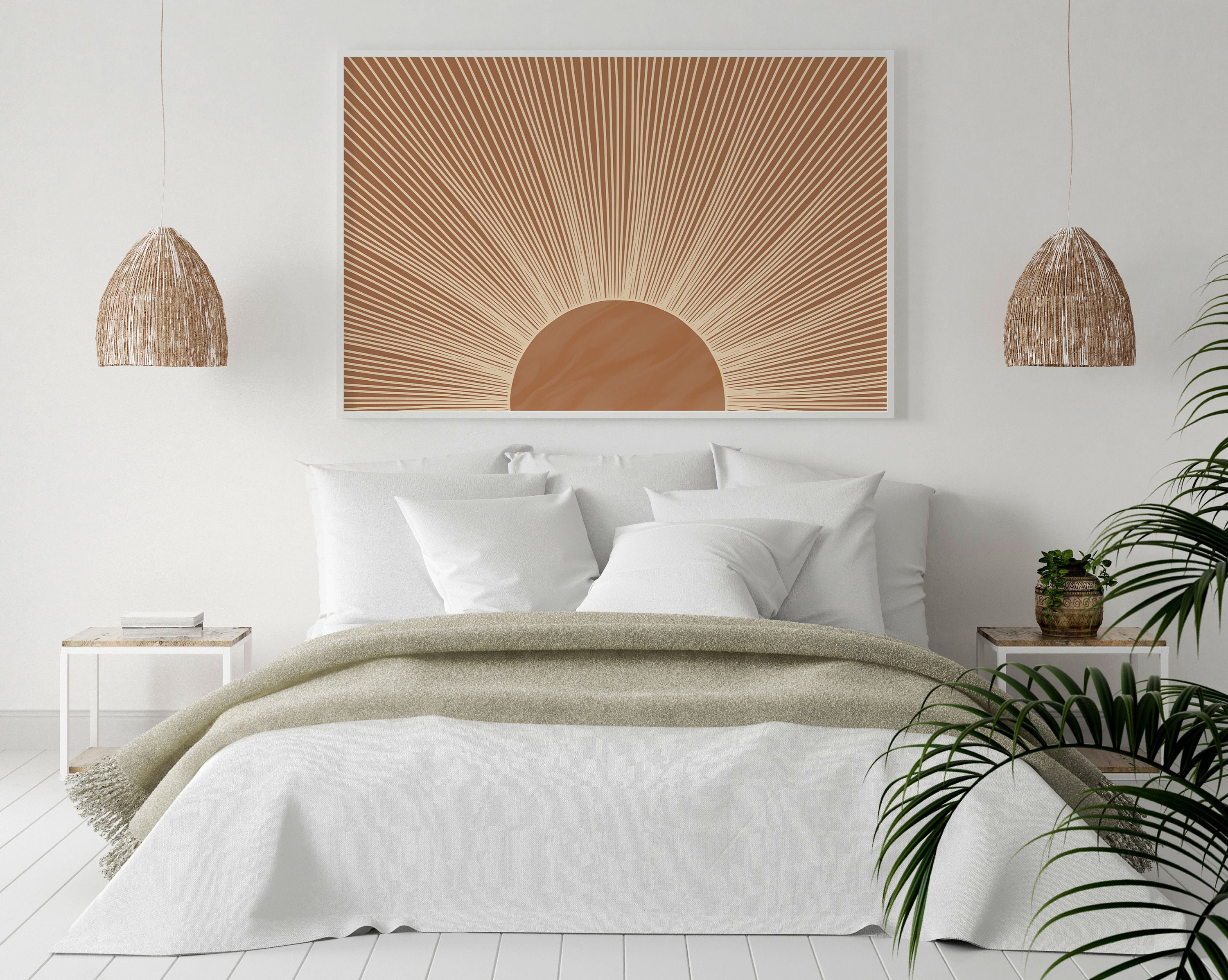 Rising Sun Wall Art Boho Chic Wall Art Terracotta Sun Art Sun Etsy