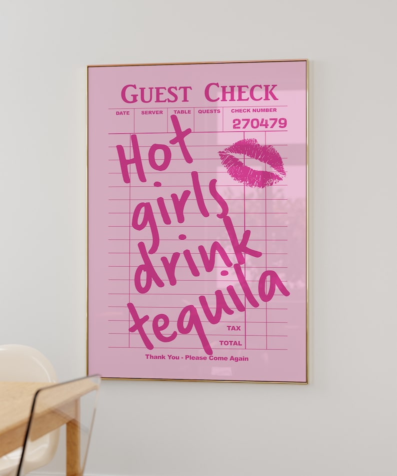 Guest Check Print Trendy Wall Art Modern Funky College Etsy