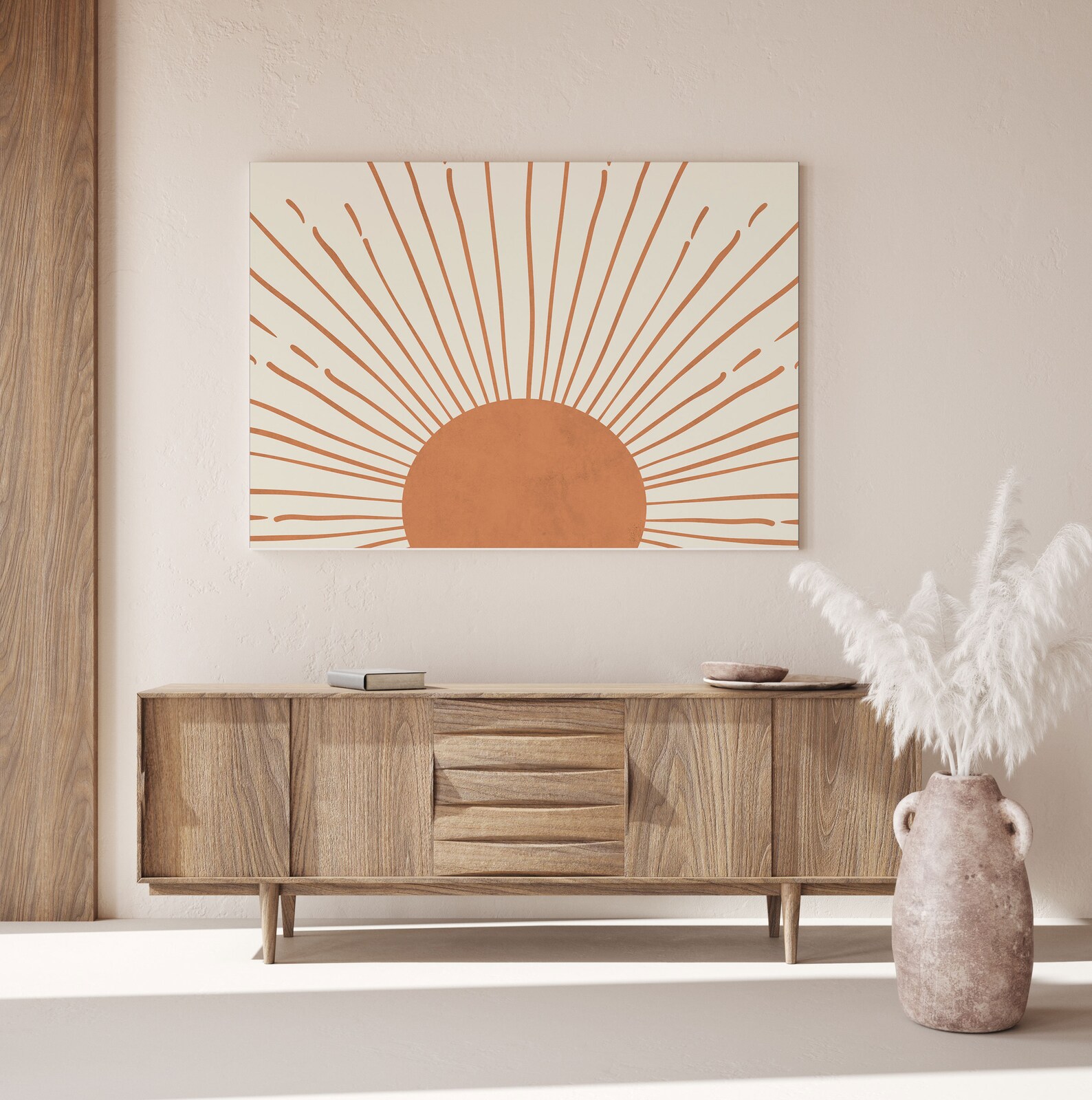 Boho Sun Horizontal Print Terracotta Poster Modern Sunrise - Etsy