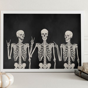 Halloween Printable, Vintage Skeleton Print, Trendy Halloween Print, Digital Wall Art, Retro Skeleton Poster, Fun Halloween Decor