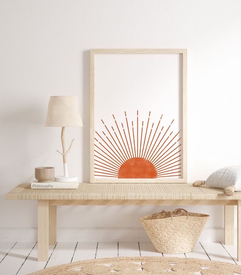 Boho Sun Print Terracotta Poster Rust Sunrise Poster Print | Etsy