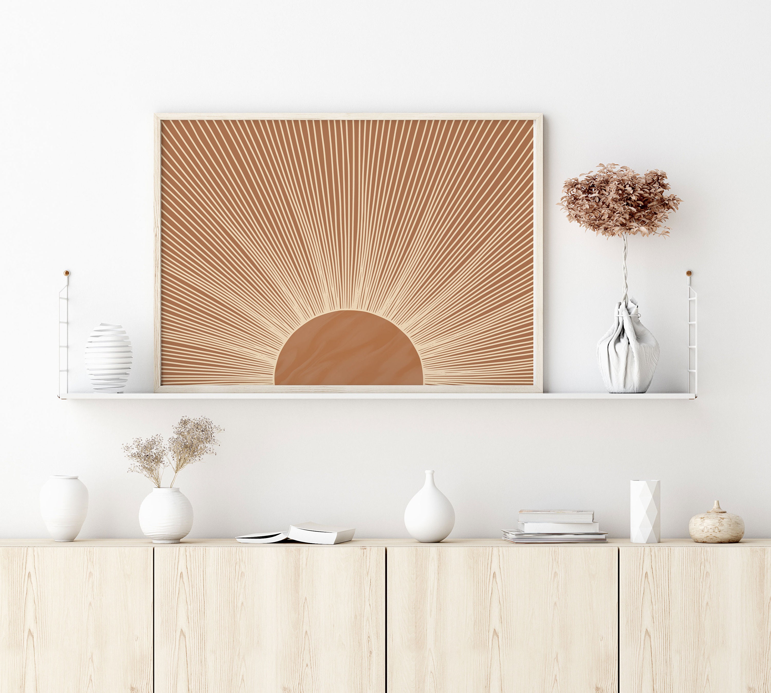 Rising Sun Wall Art Boho Chic Wall Art Terracotta Sun Art Sun Etsy