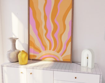 Sun Print, trendige Wandkunst, Sun Wall Decor, Sunset Wandkunst, (Digitaler Download)