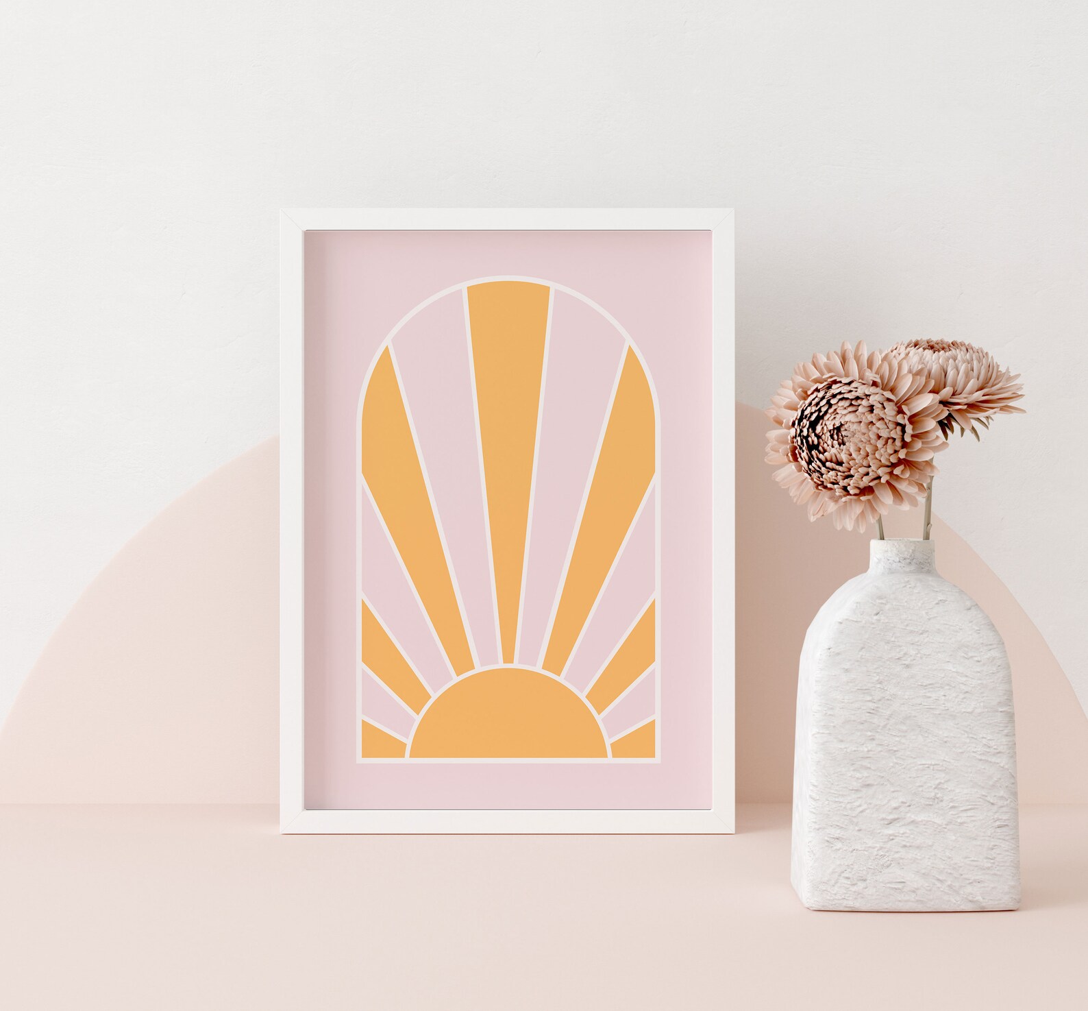 Yellow Sun Wall Art Pink Poster Aesthetic DIGITAL DOWNLOAD Etsy