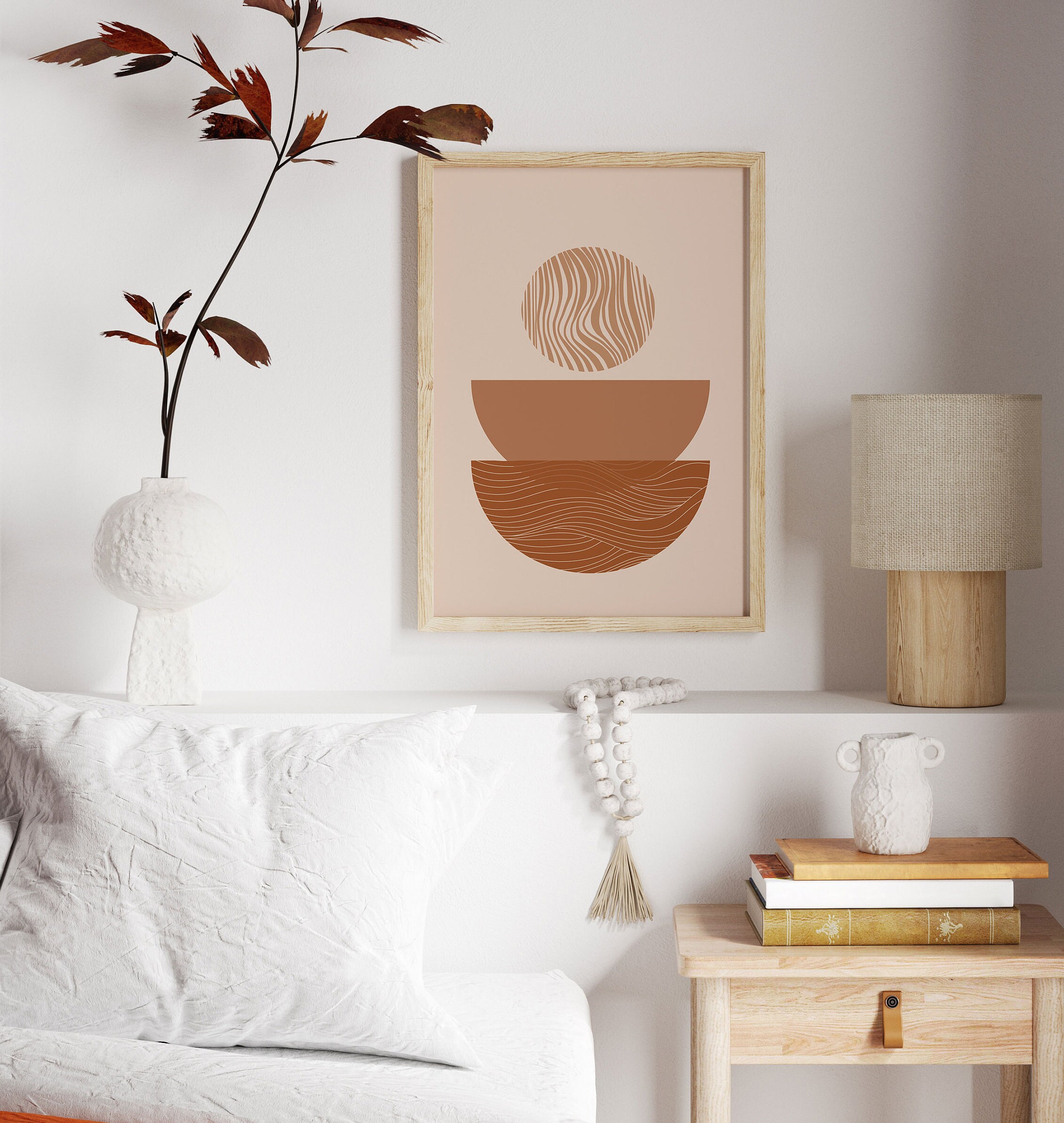 Boho Poster Set of 3 Abstract Poster Bundle Neutral Earthy Etsy