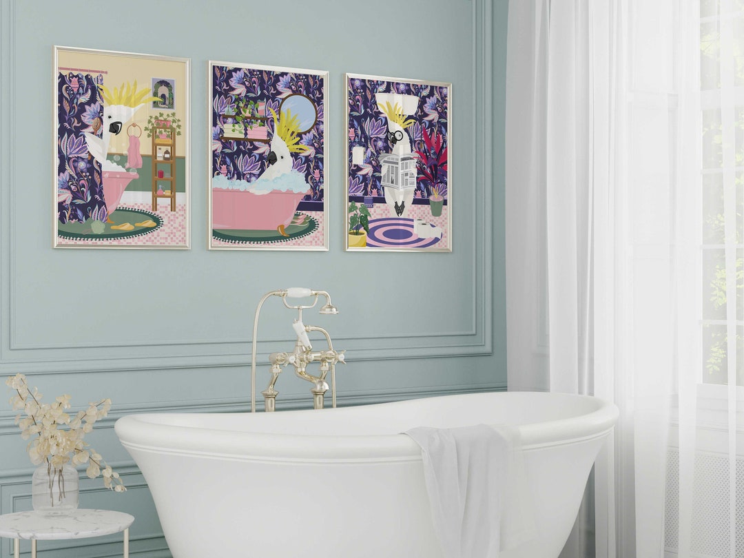 Funny Bathroom Art, 3 Piece Wall Art Set, Modern Wall Art, Maximalist ...