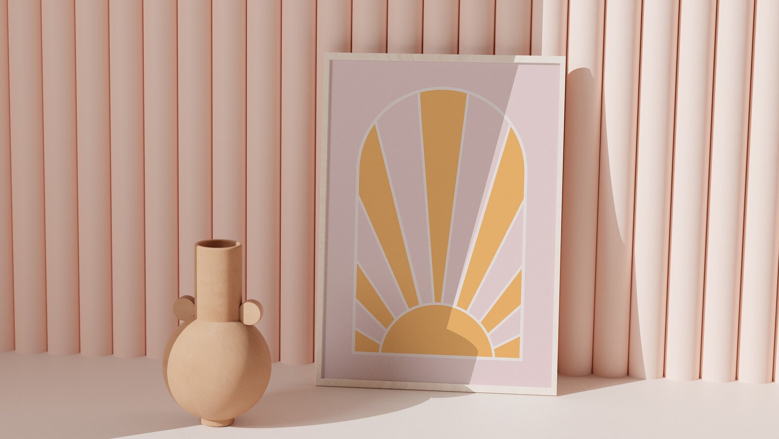 Yellow Sun Wall Art Pink Poster Aesthetic DIGITAL DOWNLOAD Etsy