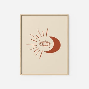 Sun Moon Print, Boho Sun Wall Art, Modern Moon Print, Boho Wall Art, Modern Art, Minimalist Wall Art, Boho wall Art, Printable Art