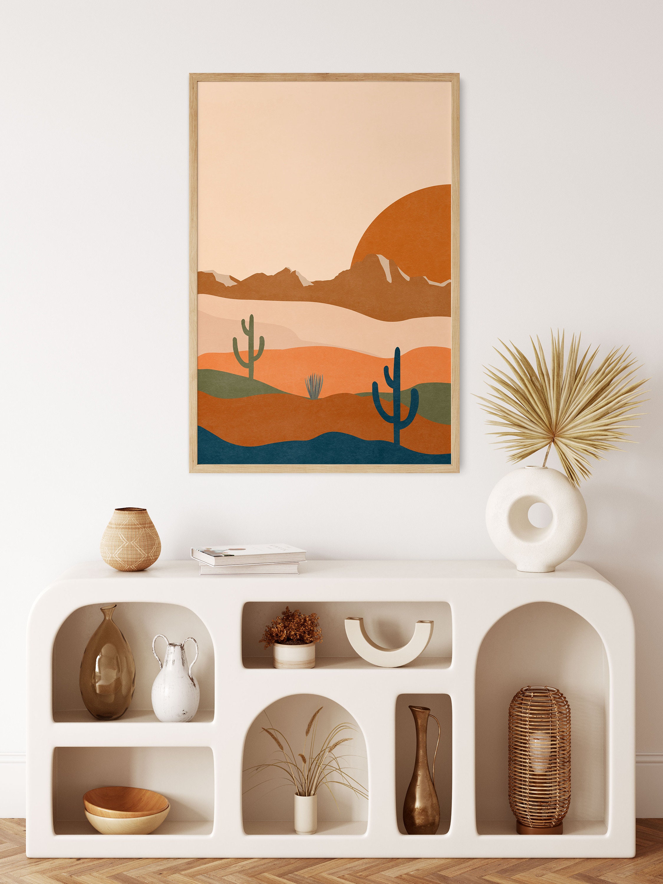 Sun Moon Boho Art Abstract Art, Modern Wall Art Set of 2 Desert Prints ...
