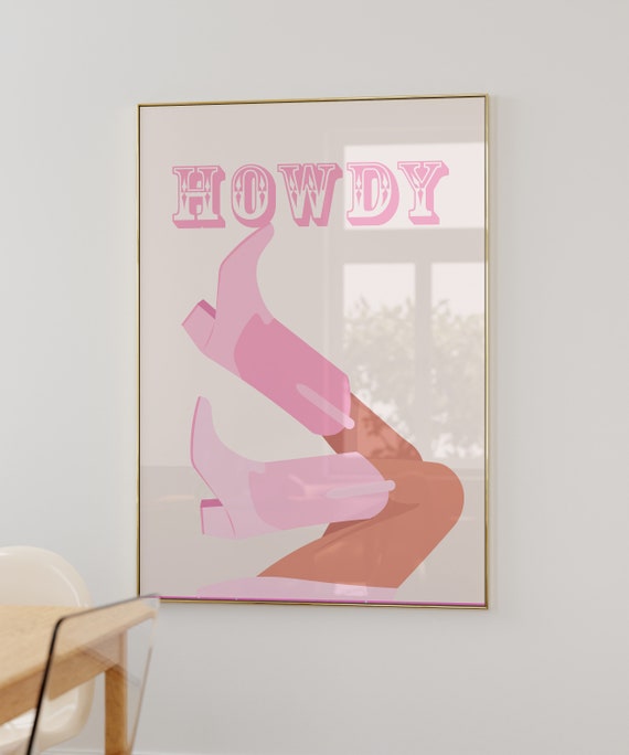Cowgirl Wall Art | Cute Western Decor | Cowgirl Boot Print | Preppy Wall Art Digital Download | Howdy Poster | Cowgirl Quote
