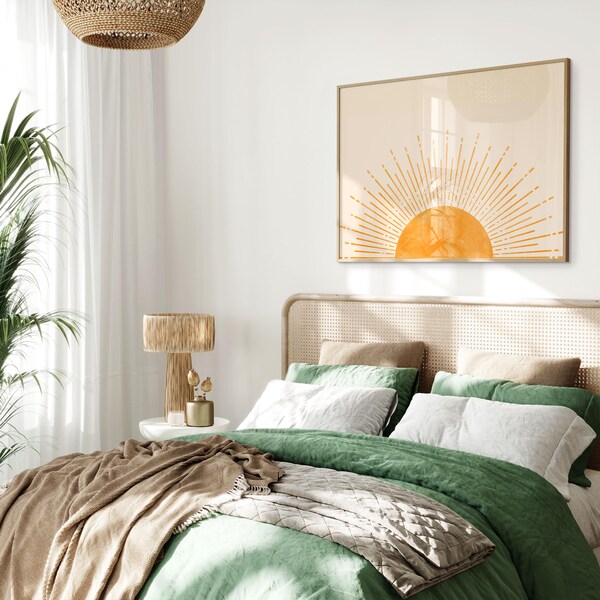 Sunrise Wall Art, Sun Print, Above Bed Decor, Horizontal (Digital Download)
