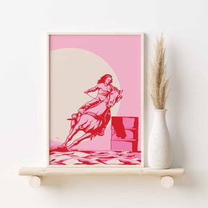Cowgirl Poster, Trendy Barrel Racing Poster, Rodeo Art, Retro Cowgirl Print, Trendy Western Wall Art, Preppy Decor, Printable Wall Art