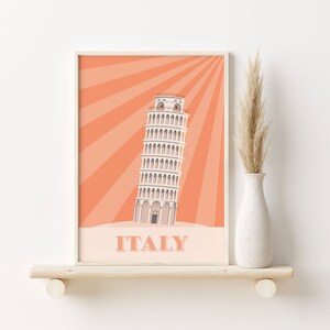Trendy Travel Wall Print, Vintage Retro Italy Travel Poster, Digital Download, Modern Poster Aesthetic Travel Poster, Apartment Decor