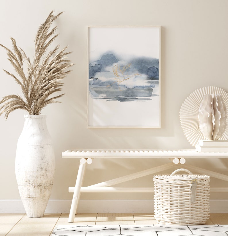 Minimalistic art Bedroom Wall Art Grey Minimal Wall Art Watercolour Print Gray Blue Watercolor Art Printable Wall Art Digital Art