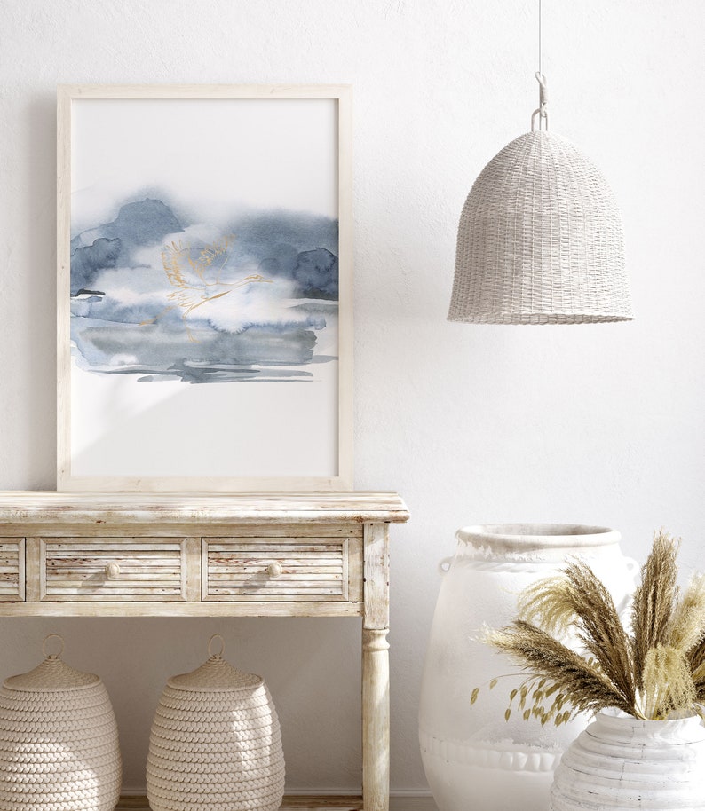 Minimalistic art Bedroom Wall Art Grey Minimal Wall Art Watercolour Print Gray Blue Watercolor Art Printable Wall Art Digital Art