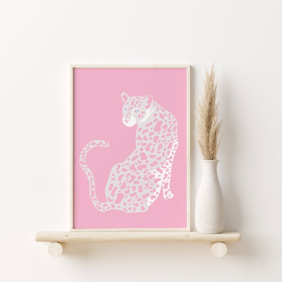Pink Leopard Print Poster, Pink Animal Print Print