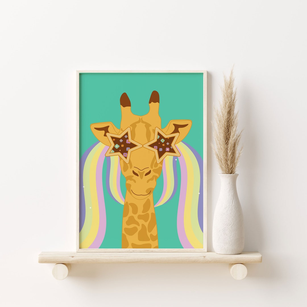 Funky Wall Art for Kids Room, Giraffe Print, Fun Giraffe Wall Art ...