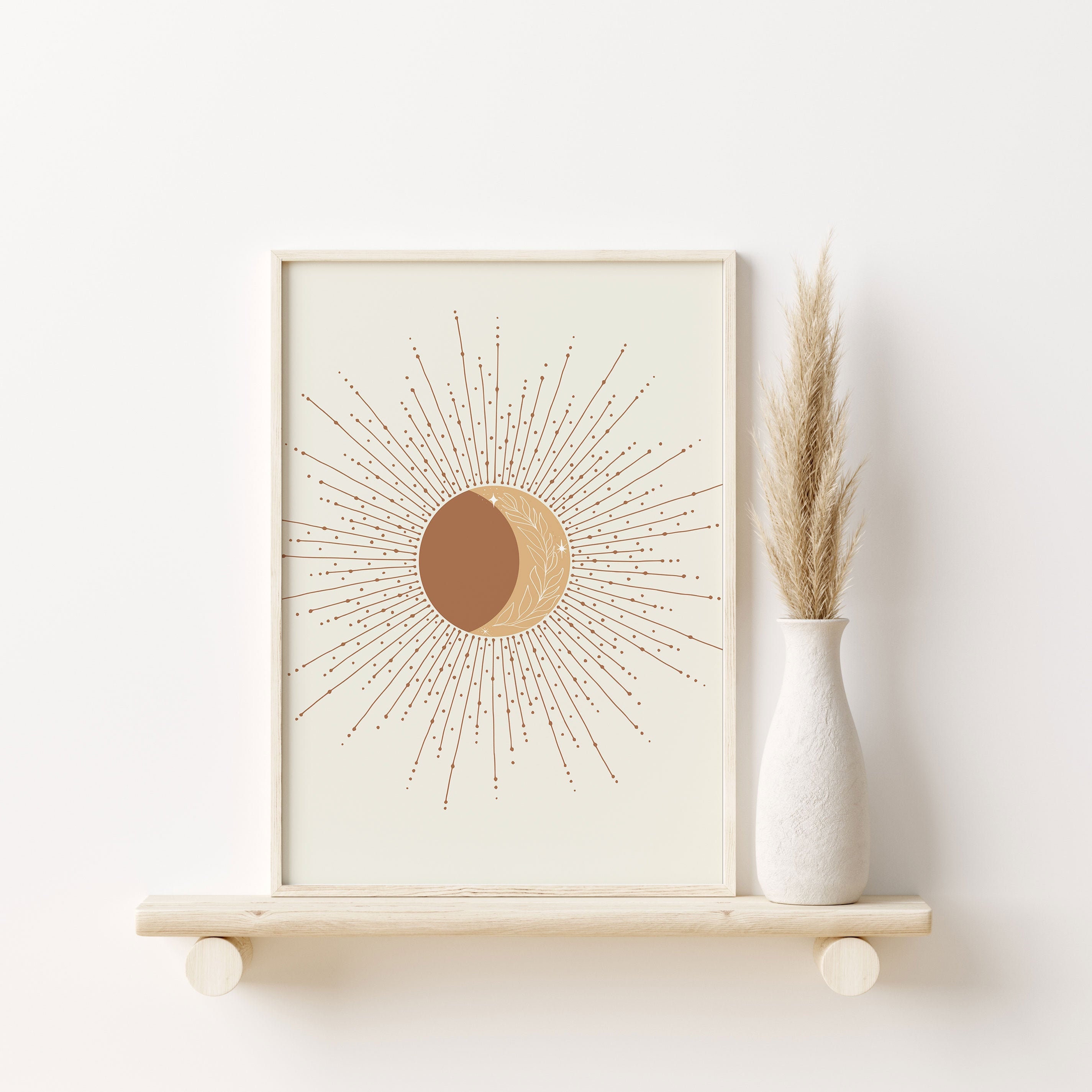 Sun And Moon Art Boho Wall Art Sun And Moon Artwork Modern Etsy