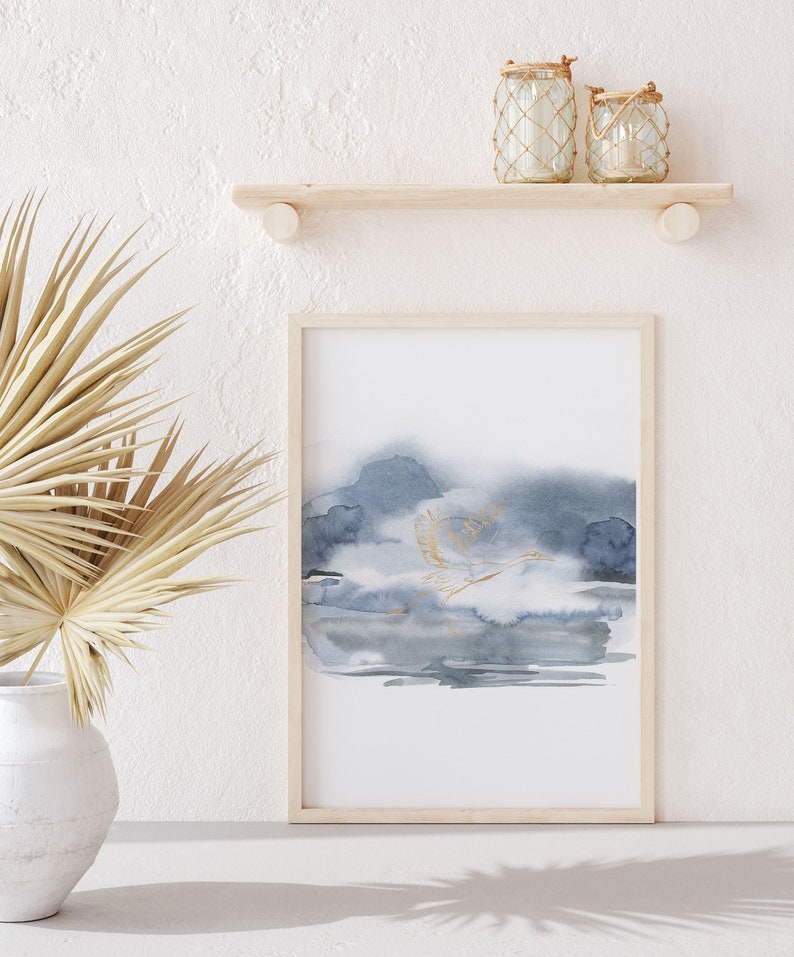 Minimalistic art Bedroom Wall Art Grey Minimal Wall Art Watercolour Print Gray Blue Watercolor Art Printable Wall Art Digital Art