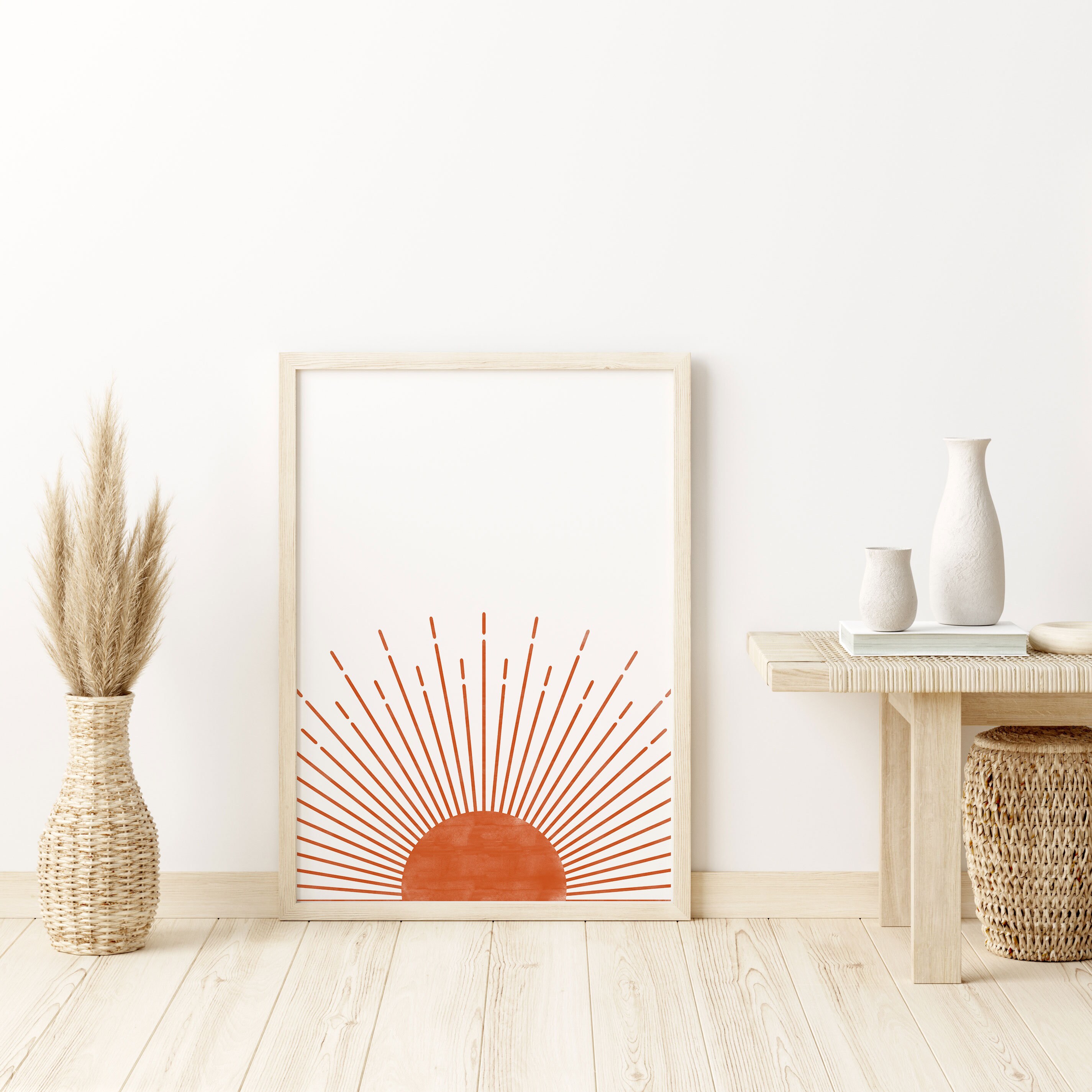 Boho Sun Print Terracotta Poster Rust Sunrise Poster Print - Etsy