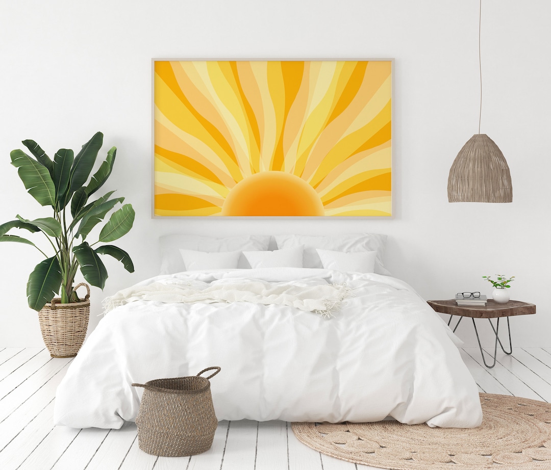 Sun Wall Art, Boho Horizontal Sun Print, Sunrise Poster, Boho Art Print ...