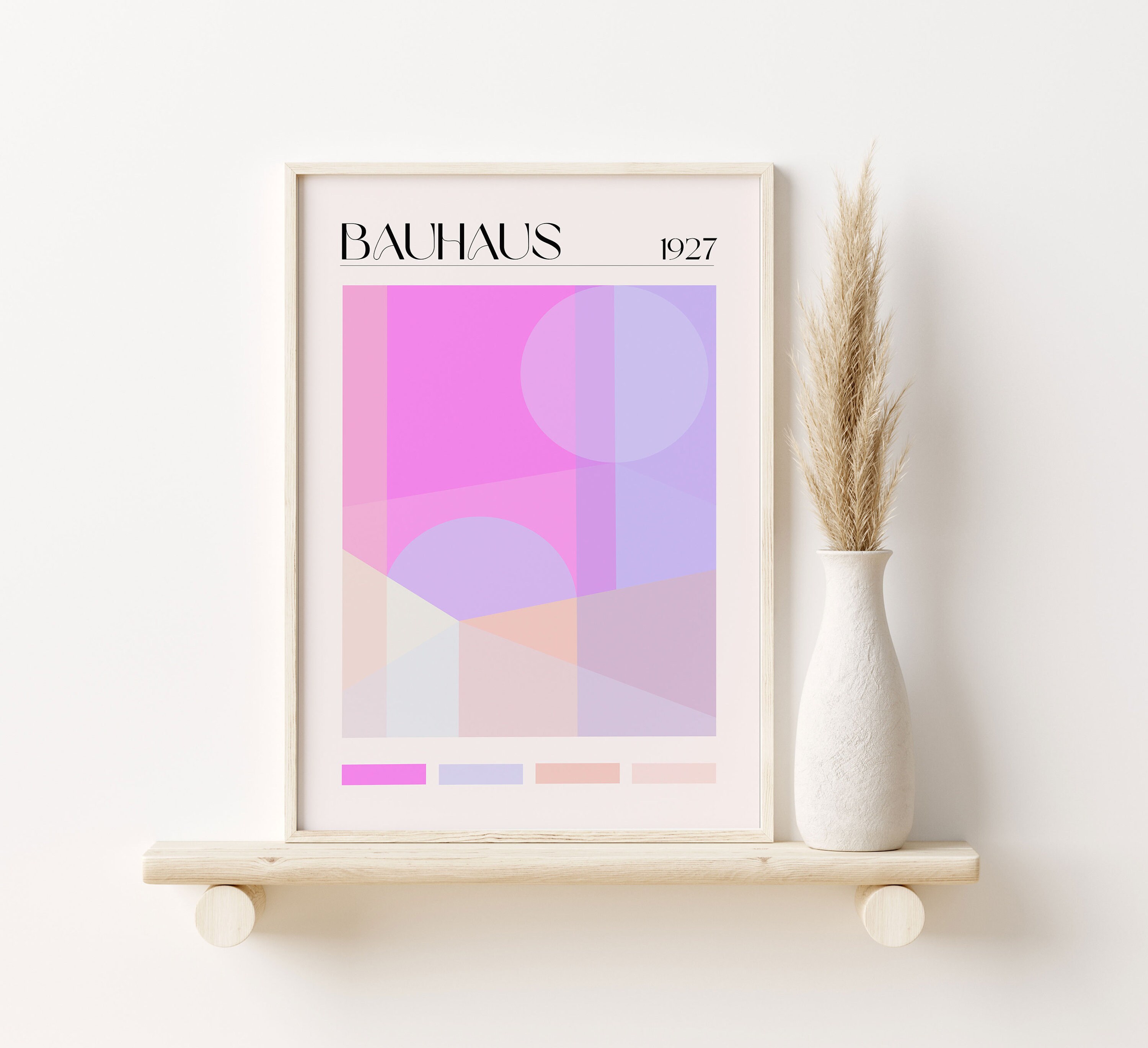 Colorful Aesthetic Poster, Abstract Geometric Print, Bright Colorful Boho Bedroom Art Trendy Bauhaus Exhibition Poster Digital Download