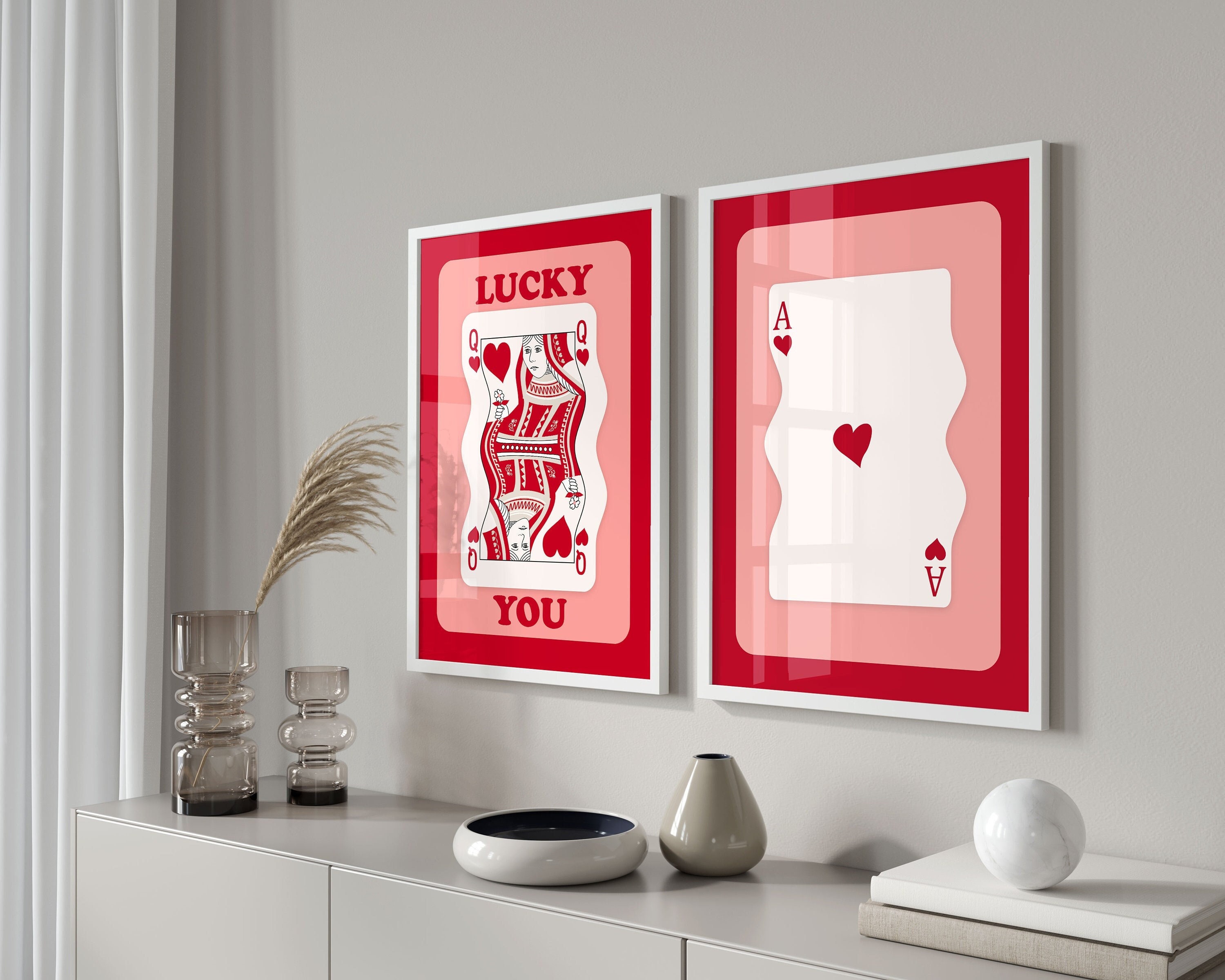 Funky Gallery Wall Set of 2 Prints, Trendy Retro Wall Art, Trendy