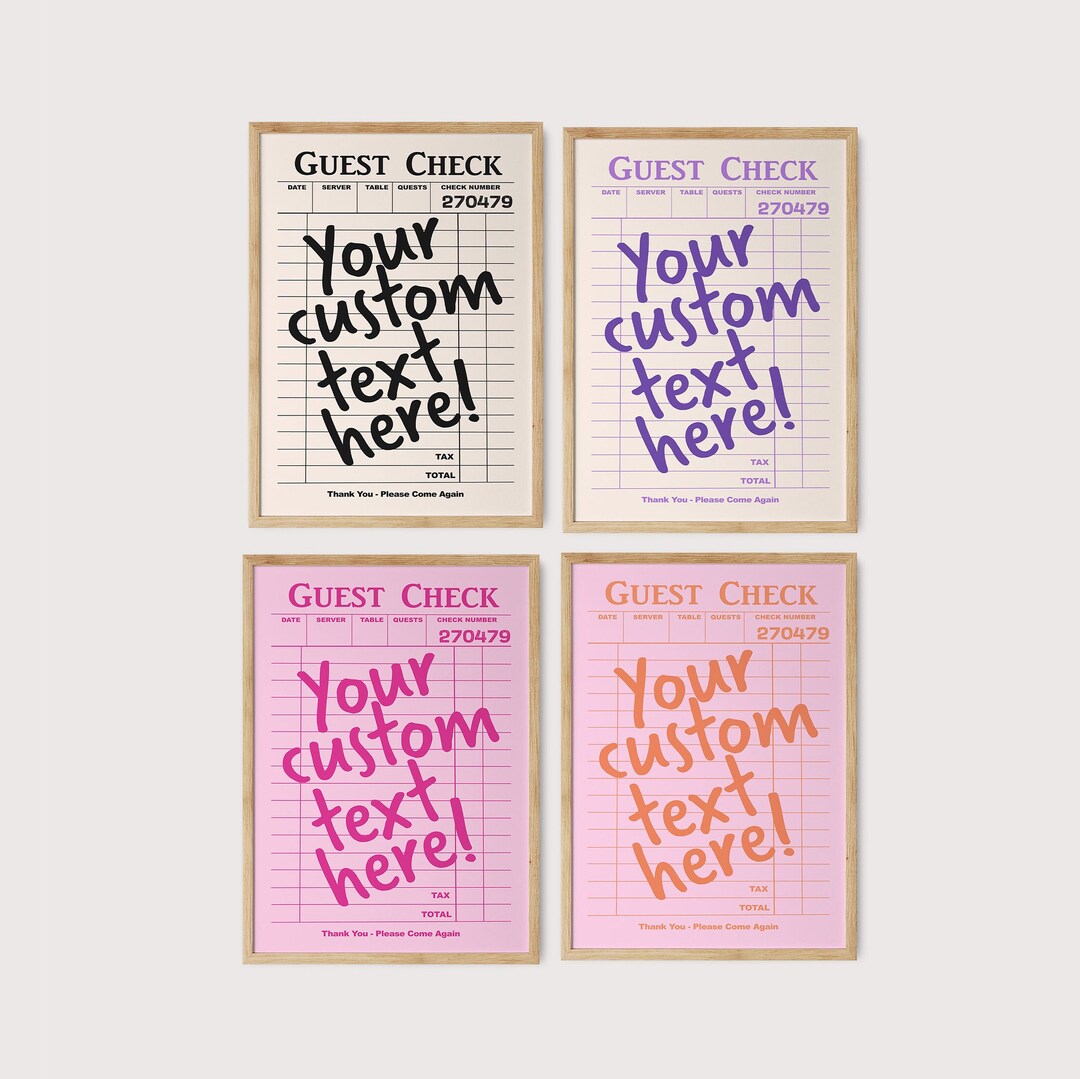 Custom Guest Check Art Print Trendy Wall Art Digital Etsy