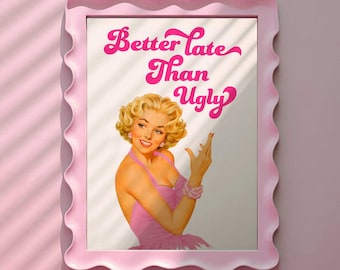 Retro badkamerprint, grappige roze typografie, girly tienerdecor (digitale download)