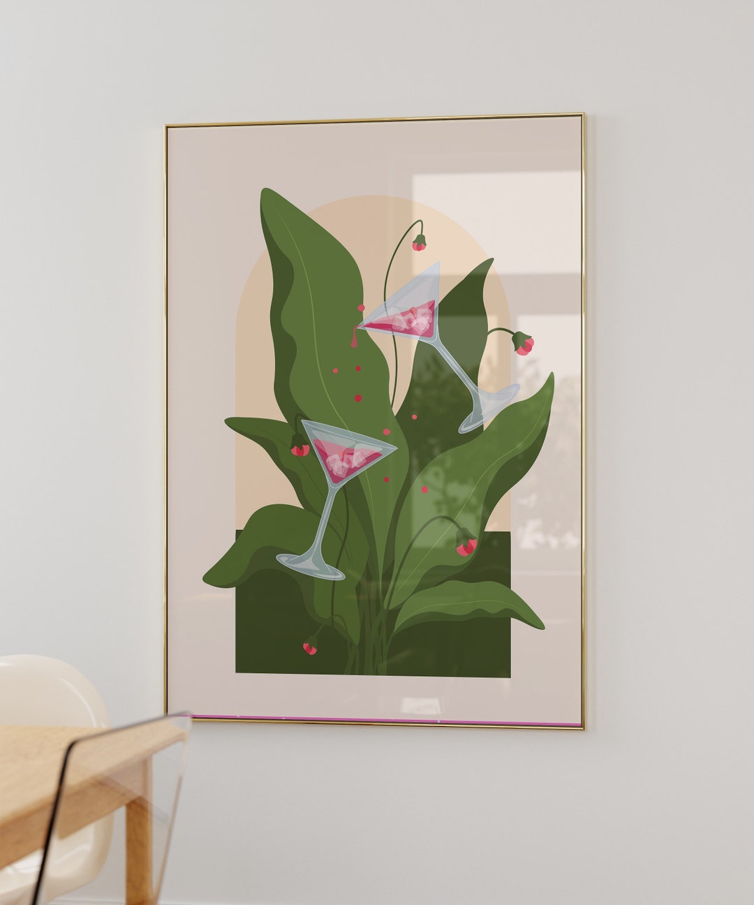 Cocktail Print Bar Cart Art Trendy Wall Art Modern Kitchen Art Trendy