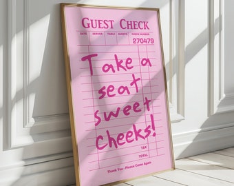 Gast Check Pink Druck, Retro Wand Kunst (Digitaler Download)
