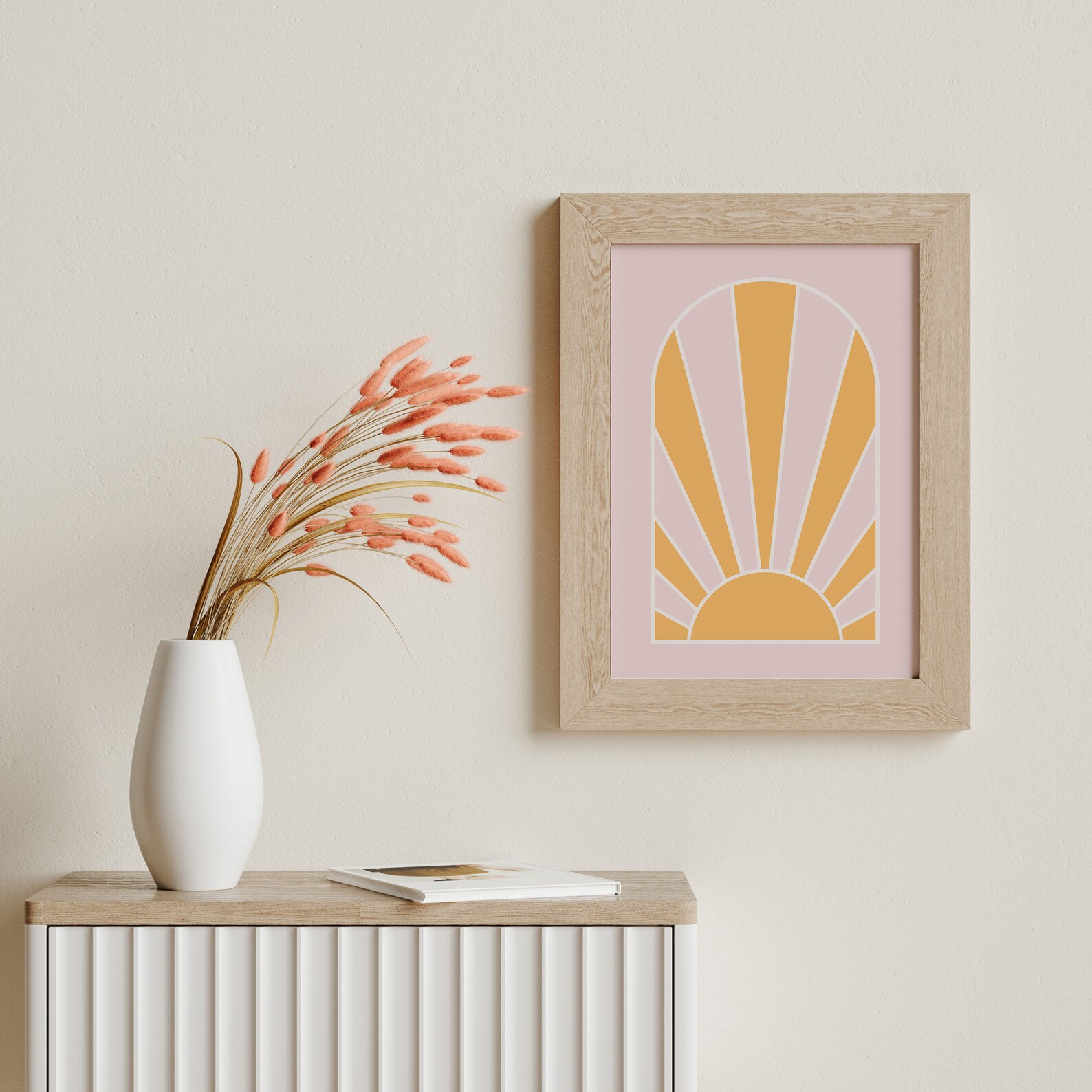 Yellow Sun Wall Art Pink Poster Aesthetic DIGITAL DOWNLOAD Etsy