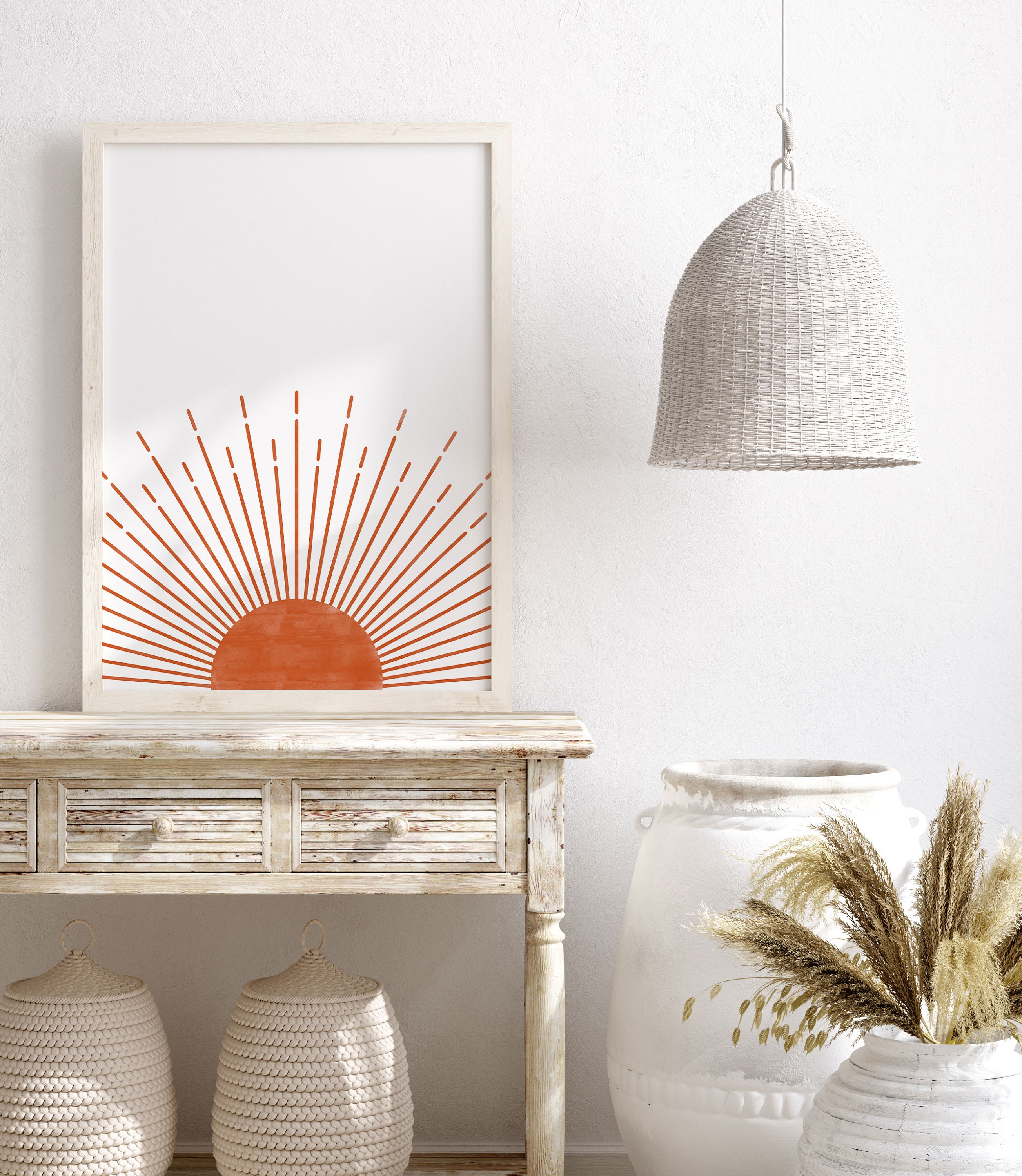 Boho Sun Print Terracotta Poster Rust Sunrise Poster Print - Etsy