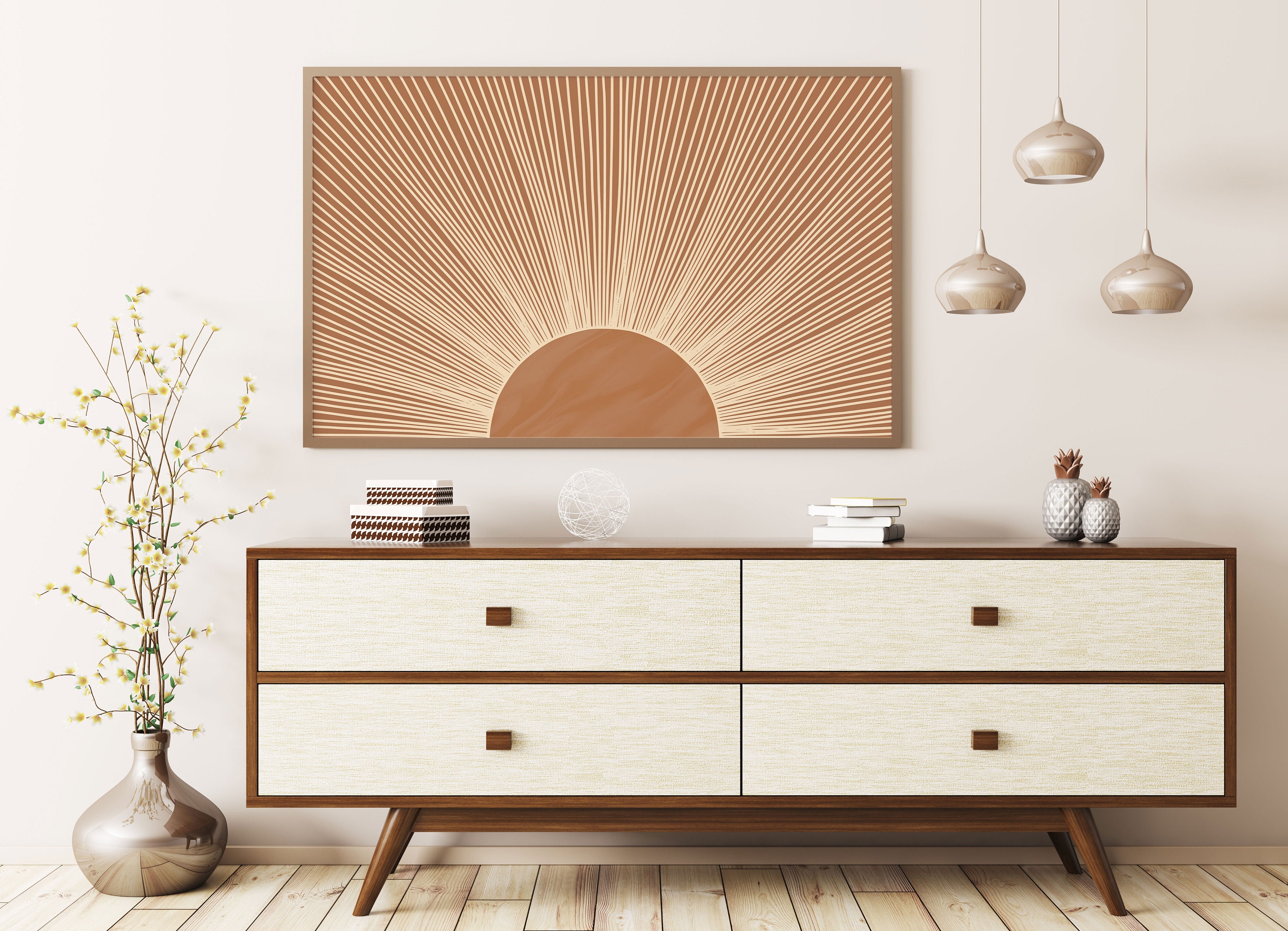 Rising Sun Wall Art Boho Chic Wall Art Terracotta Sun Art Sun Etsy