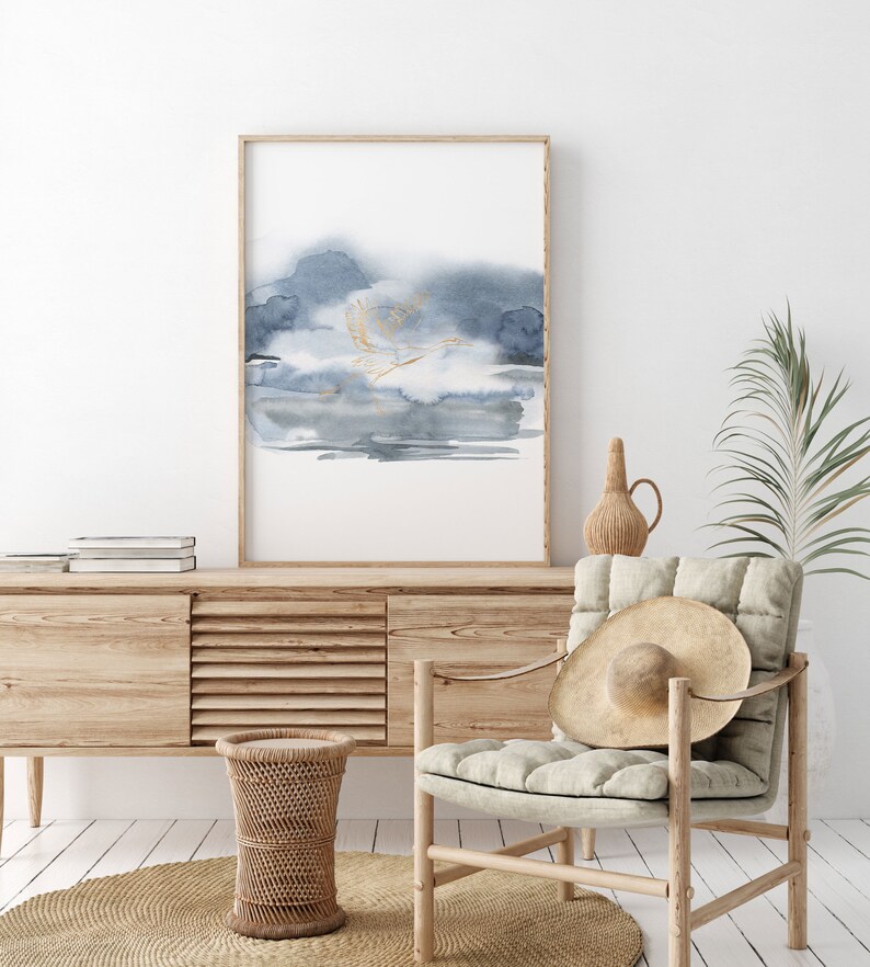 Minimalistic art Bedroom Wall Art Grey Minimal Wall Art Watercolour Print Gray Blue Watercolor Art Printable Wall Art Digital Art