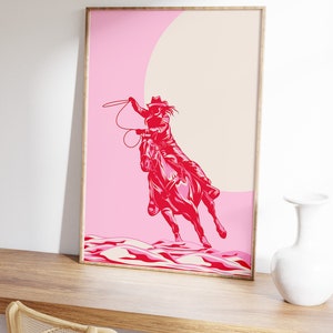 retro cowgirl art prints - set of 3 - digital download... Trendy Pink and Red Cowgirl Print | Preppy Western Wall Art | Cowgirl ...