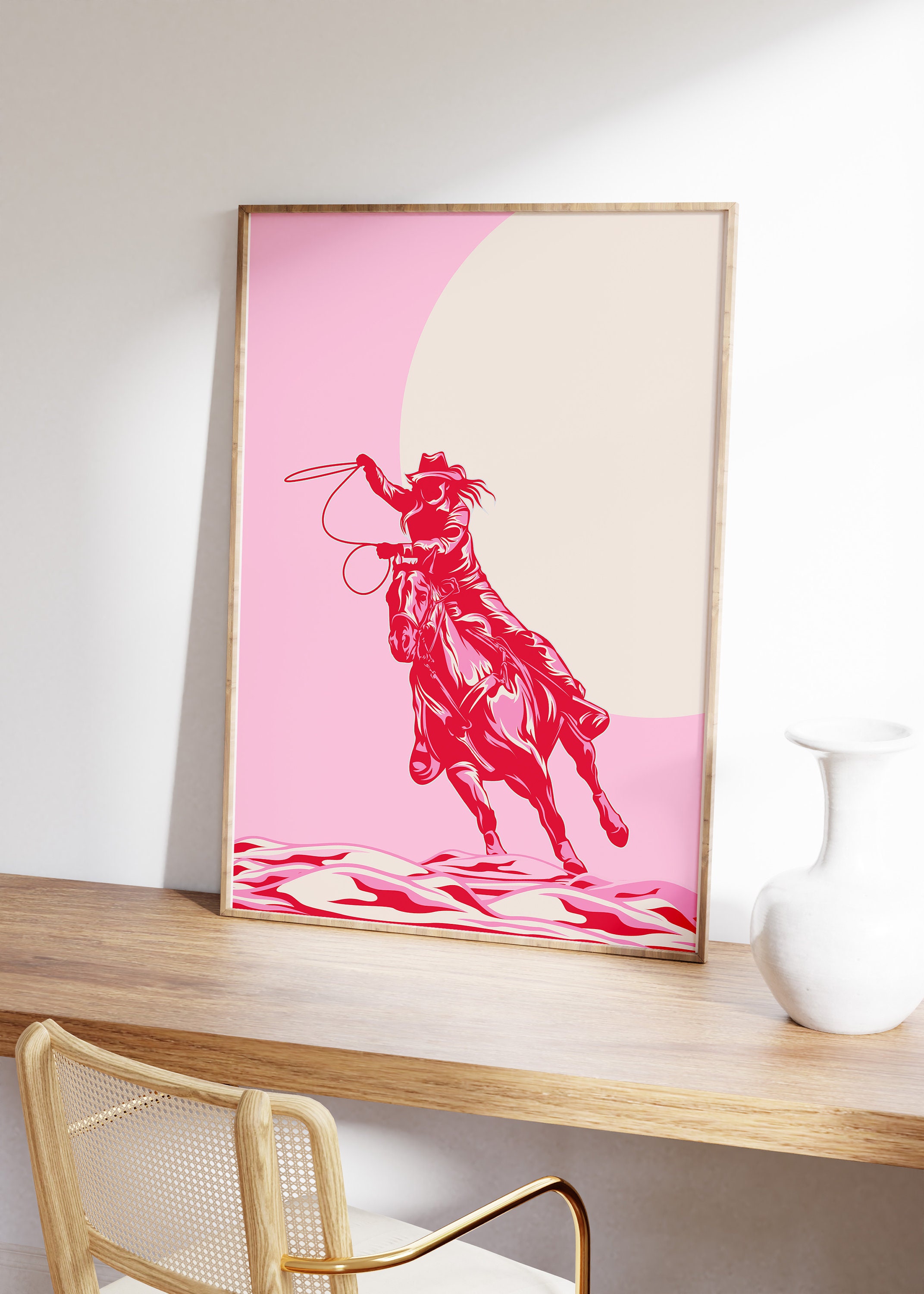 Trendy Pink and Red Cowgirl Print Preppy Western Wall Art Etsy
