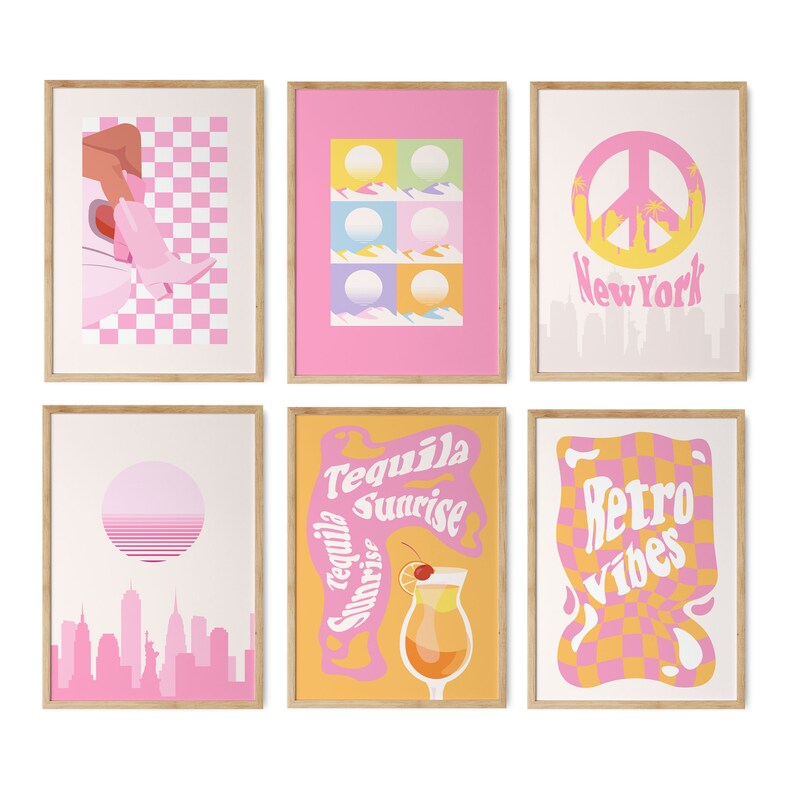 Trendy Gallery Wall Prints Retro Art Print Bundle Set of 6 Etsy