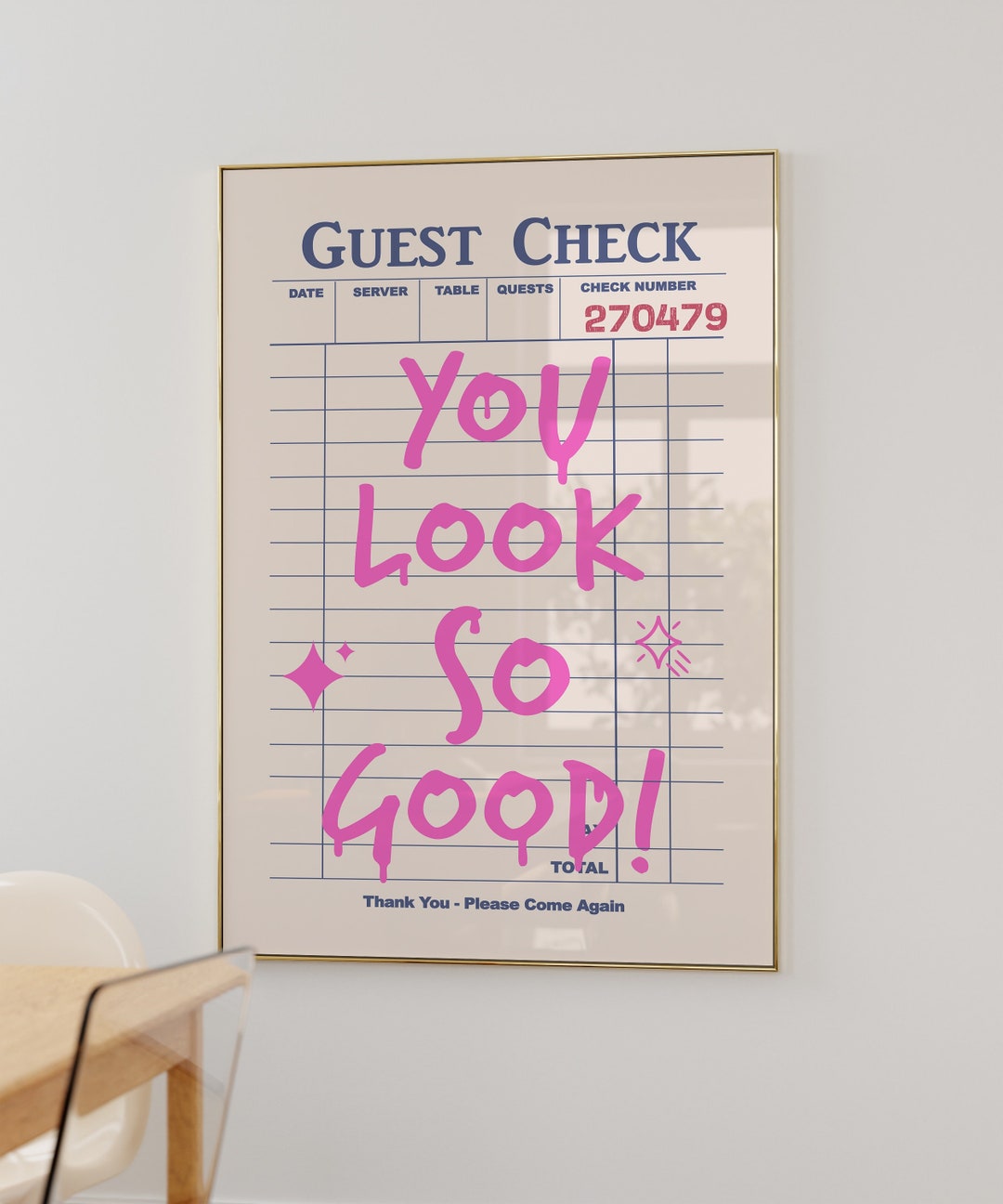 Guest Check Print Retro Wall Art, Bar Cart Art, Aesthetic Wall Art ...
