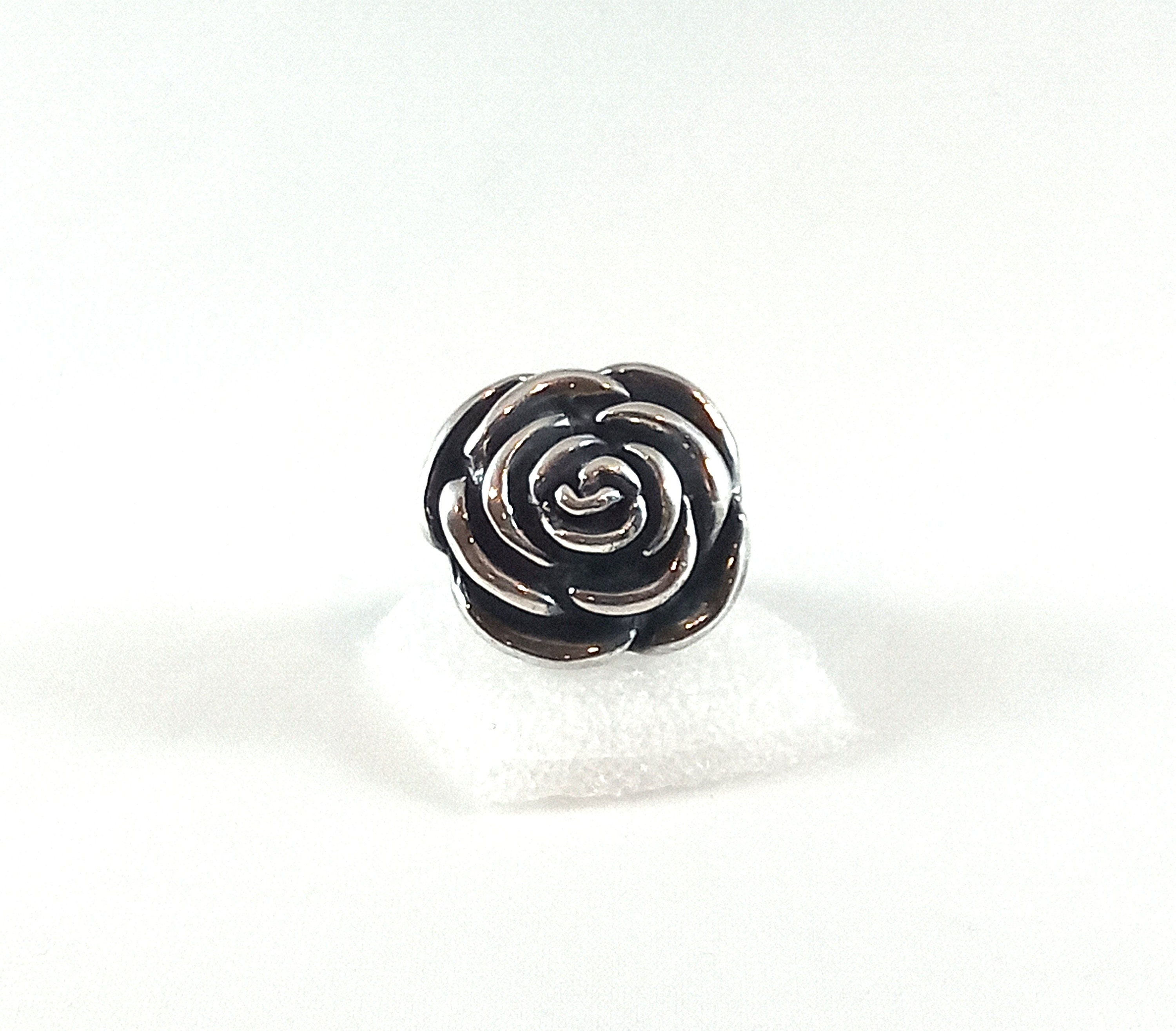 thumbnail image 2 of Sterling Silver Electroform Puffy Flower Rose Ring – Size 6 – 925 Pure Silver – No Stone 2 of 5
