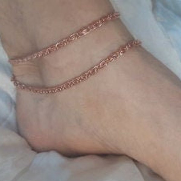 Copper Anklet - Greek chain double turn-