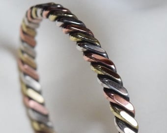 3 metal bracelet: copper + silver + brass