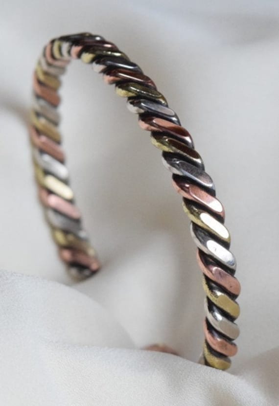 bracelet with 3 metals: copper + iron + brass “Legolas” – Officine Urania –  artigianato in rame e metalloterapia