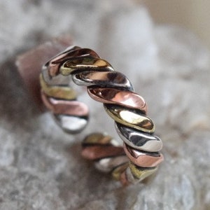 3 metal ring: copper + silver + brass