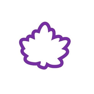 May include: Purple outline of a maple leaf.