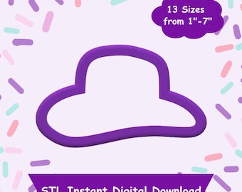 Cortador de galletas de sombrero de vaquero STL Descarga digital - Descarga digital instantánea STL para impresión 3D - Cortador de galletas de vaquero STL