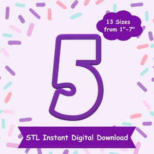 数字 5 クッキー カッター STL デジタル ダウンロード - 3D 印刷用の STL インスタント デジタル ダウンロード - 数字 クッキー カッター STL