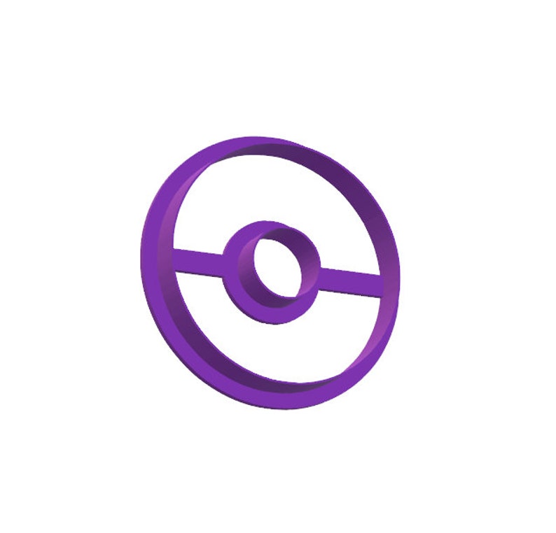 K&ouml;nnte beinhalten: Lilafarbener Pl&auml;tzchenausstecher in Form des Pokemon-Logos.
