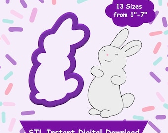 Bunny #2 Cookie Cutter STL Digital Download - STL Instant Digital Download for 3D Printing - Easter Cookie Cutter STL
