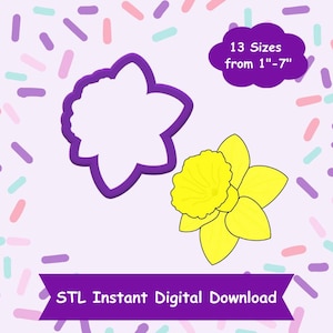 Daffodil Cookie Cutter STL Digital Download - STL Instant Digital Download for 3D Printing - Flower Cookie Cutter STL